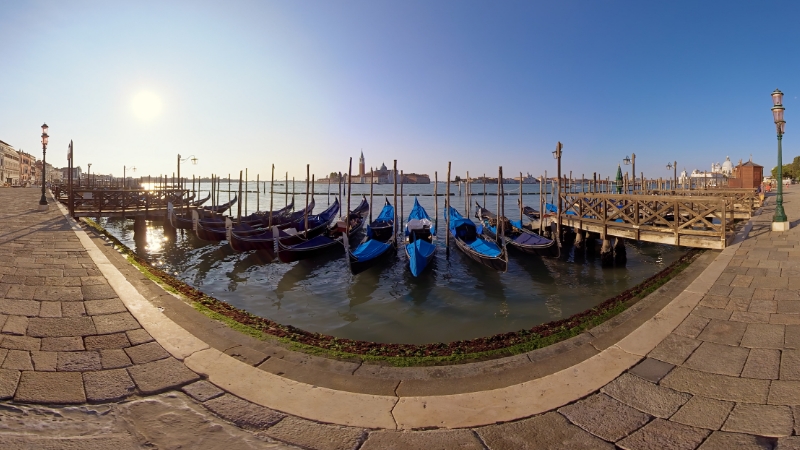 Gondolas moored at the Molo San Marco