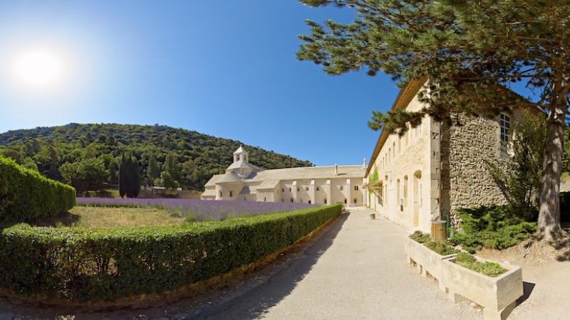 Monastery and lavender fields